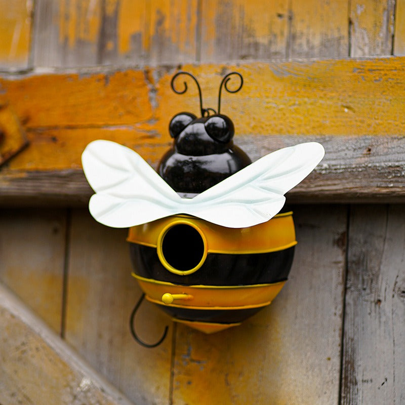 Metal Bumblebee Bird House Garden Decor for Winter