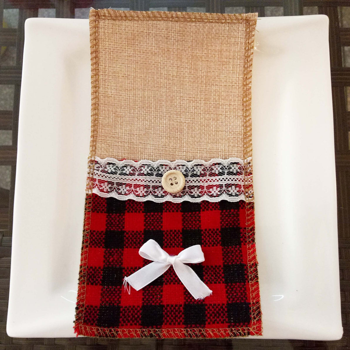 Christmas Cutlery Holder for Rustic Table Settings