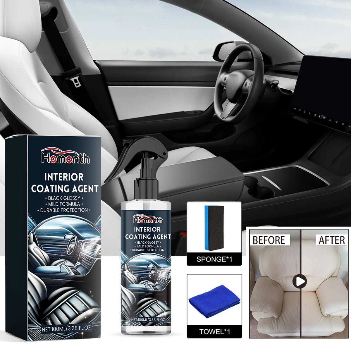 Car Interior Coating Spray for Glossy, Durable Protection