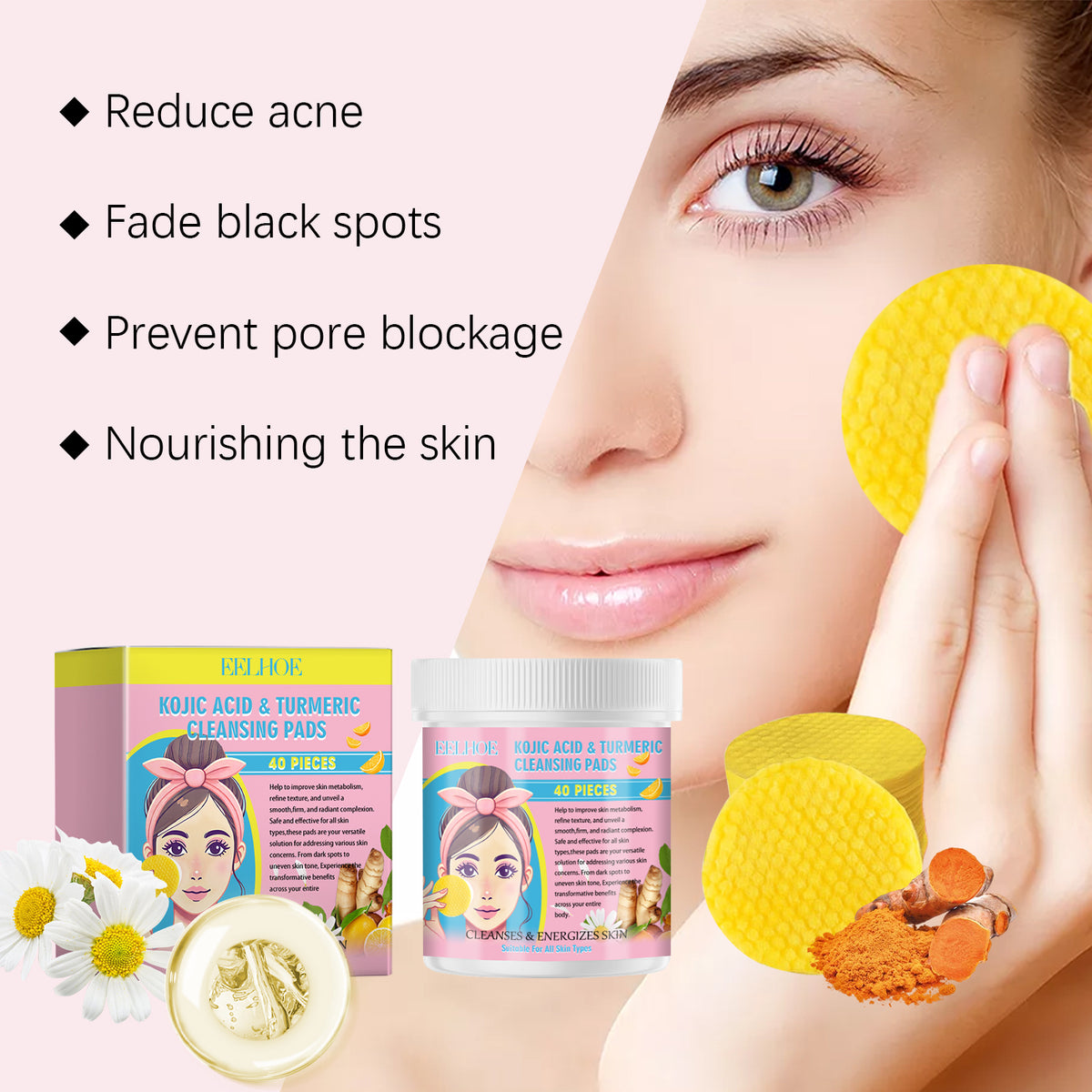 Kojic Acid Cleansing Pads for Deep Facial Cleansing