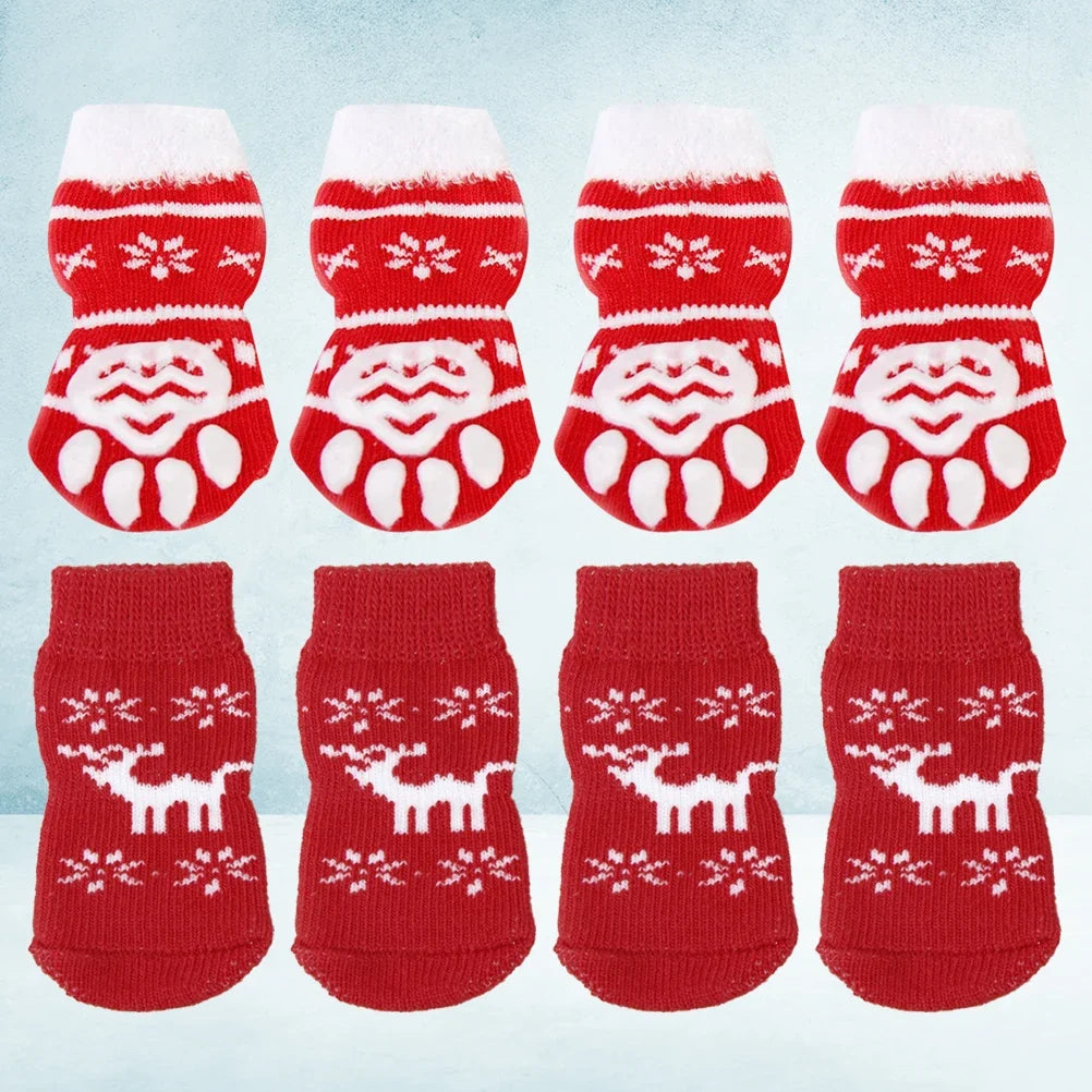 Pet Warm Cotton Socks with Anti-Slip Paw Protection