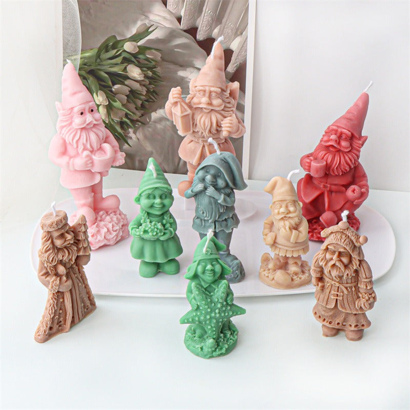 Christmas Gnome Candle Molds Set of 9 Silicone