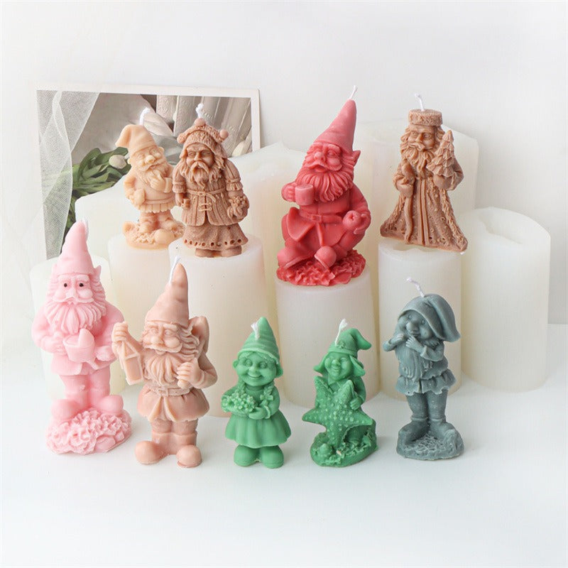 Christmas Gnome Candle Molds Set of 9 Silicone