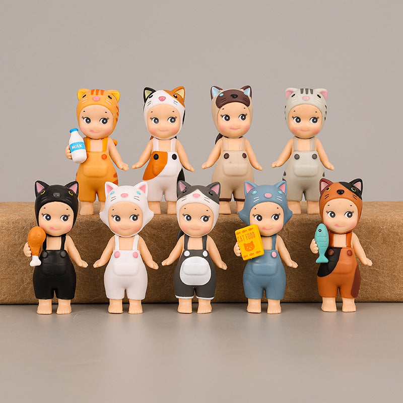 Cat Dolls Set: 9 Cute Anime Figures for Play & Display