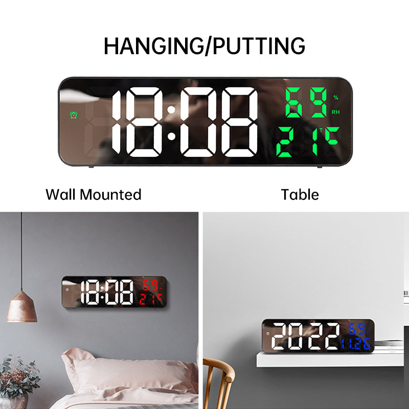9-Inch Digital Wall Clock With Temperature & Humidity
