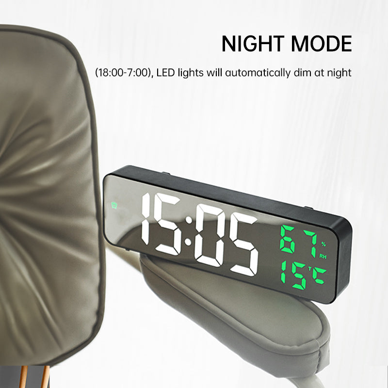 9-Inch Digital Wall Clock With Temperature & Humidity