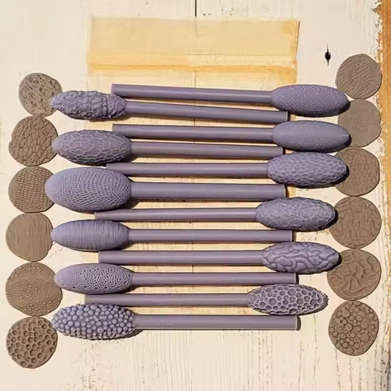 9-Piece Clay Texture Rollers Set for Embossed Patterns