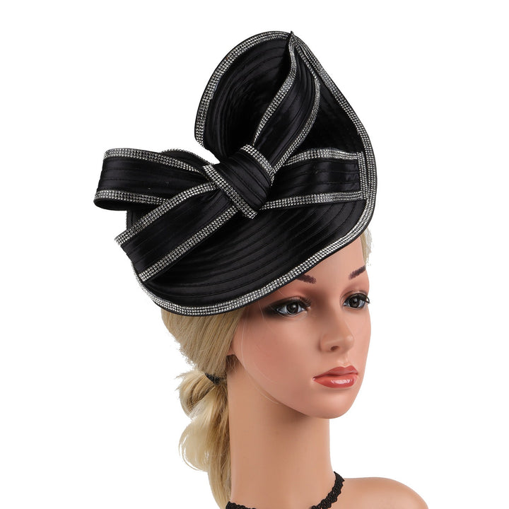 Black White Diamond Headband Fascinator for Elegant Formal