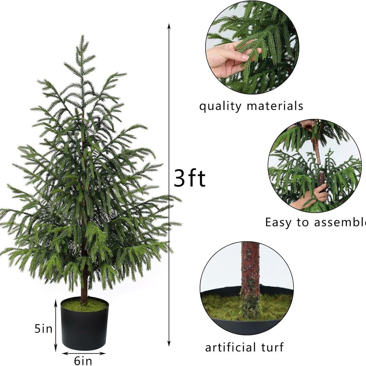 90cm Norfolk Pine Christmas Tree | Low-Maintenance Decor