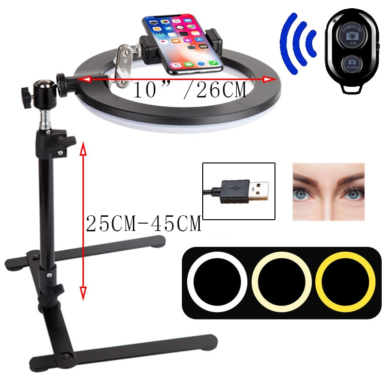 Desk Ring Light with Phone Holder for Video Calls & Streams