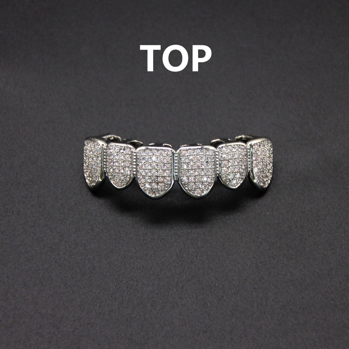 Iced-Out Hip Hop Grillz — Full CZ Pavé Set in Gold & Silver