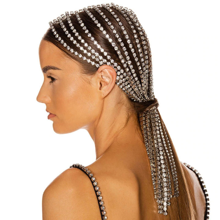 Rhinestone Tassel Headpiece for Dramatic Event Style