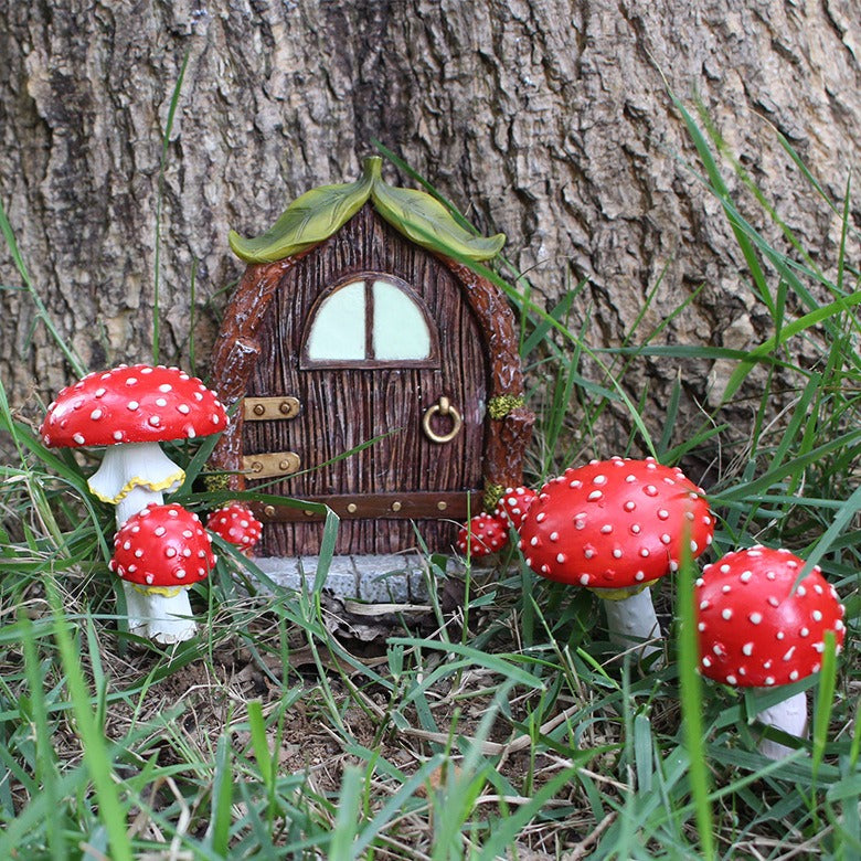 Fairy Garden Door & Mushroom Set for Outdoor Decor