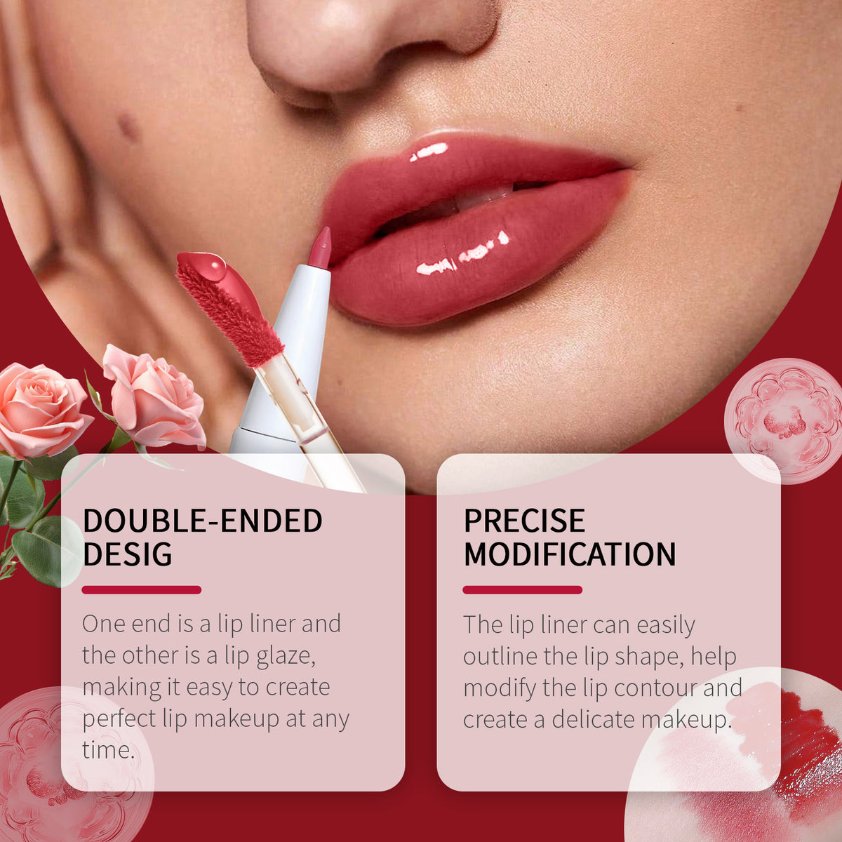 Double-Ended Lip Liner Gloss for Defined, Glossy Lips