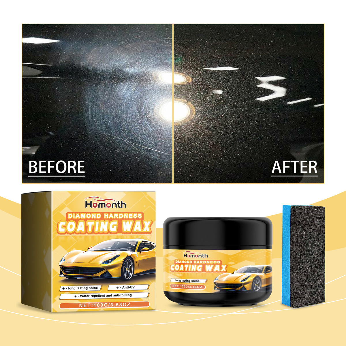 Automotive Polishing Wax for Glossy Paint Protection