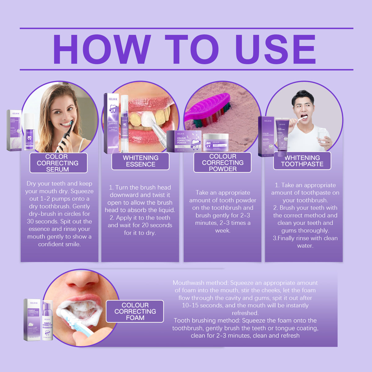 Purple Teeth Whitening Set for Gentle Daily Oral Care