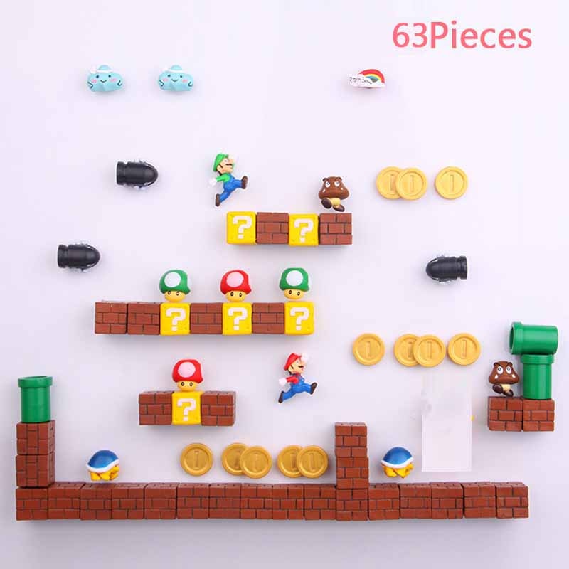 Super Mario Fridge Magnets: 8-Piece 3D Resin Decor Set