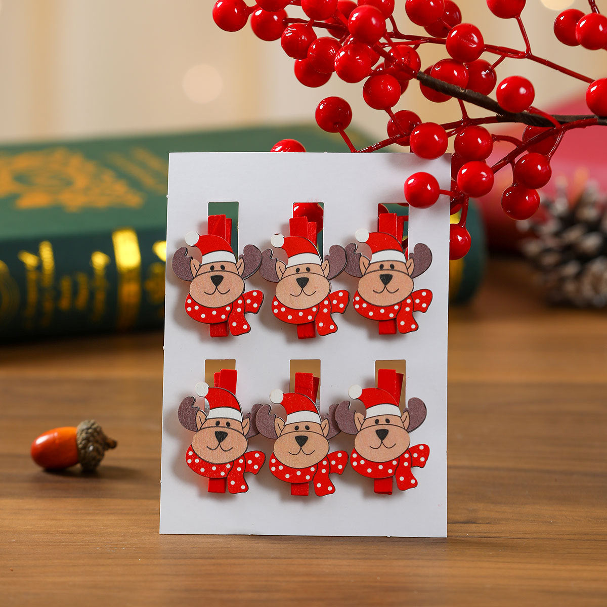 Christmas Wooden Clips for Playful Holiday Displays