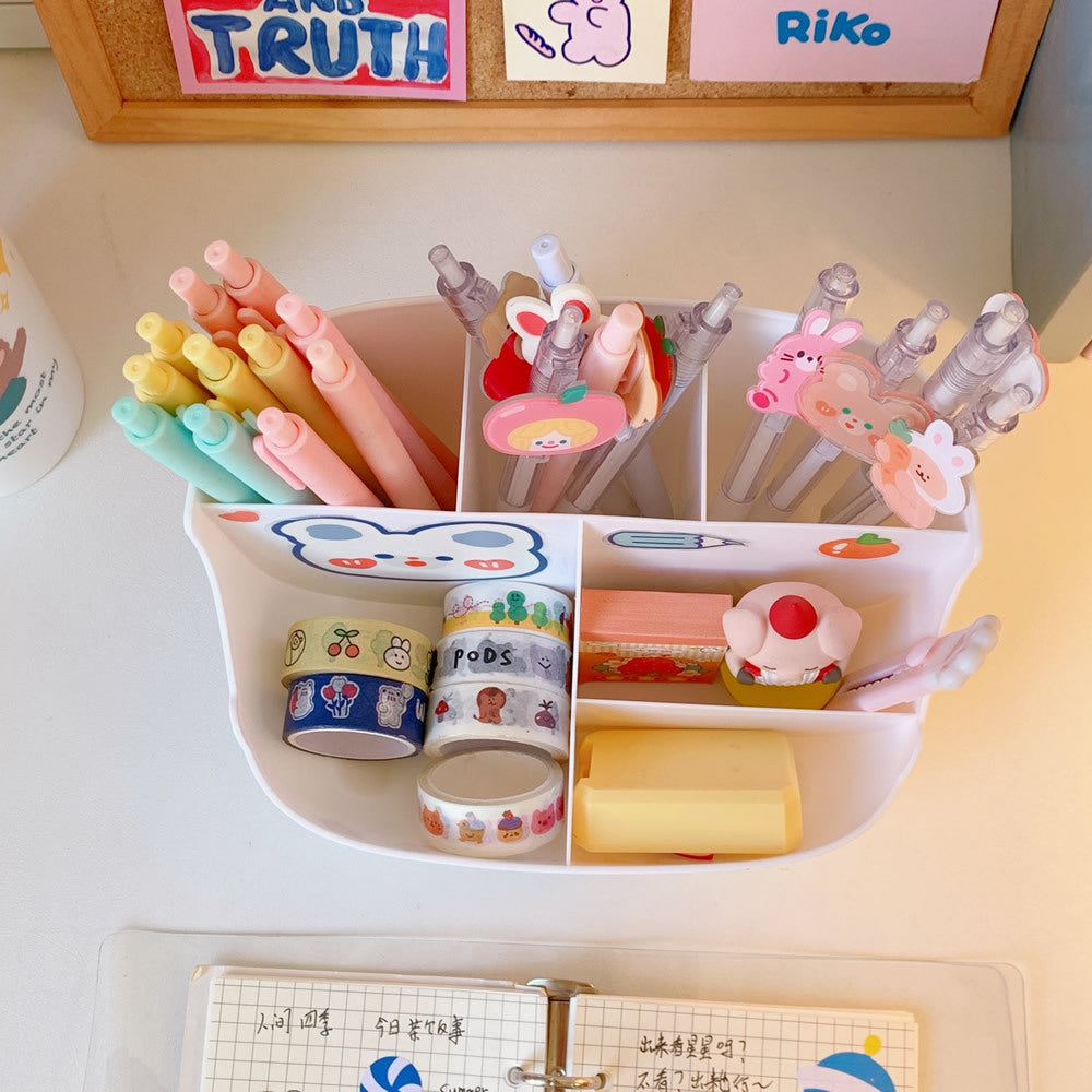 Cute Desk Pen Holder with Compartments for Dorm Desks