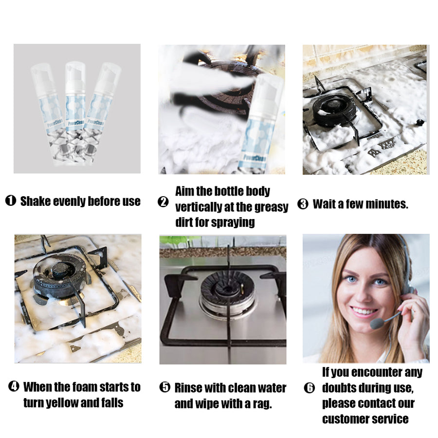 Heavy Oil Foam Cleaner — Kitchen Grease Remover Spray
