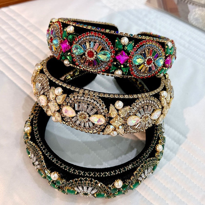 Statement Baroque Headband With Colorful Jewel Sparkle