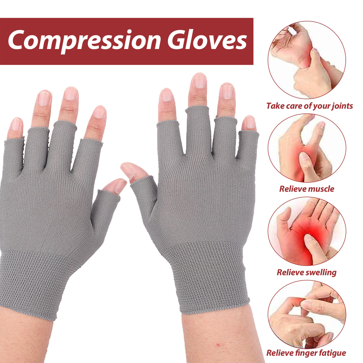 Compression Gloves for Hand & Wrist Stiffness Relief
