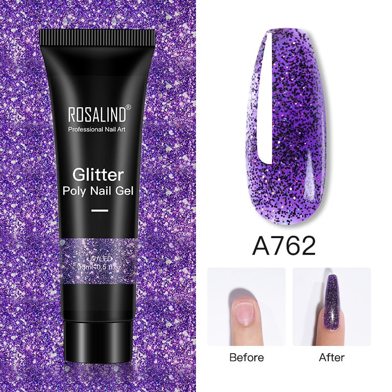 Glitter Poly Nail Gel Extensions for Salon-Style Sparkle