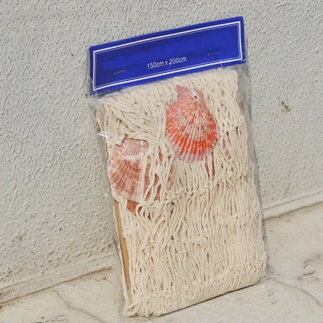 Mediterranean Fishing Net Coastal Wall Decor With Shells
