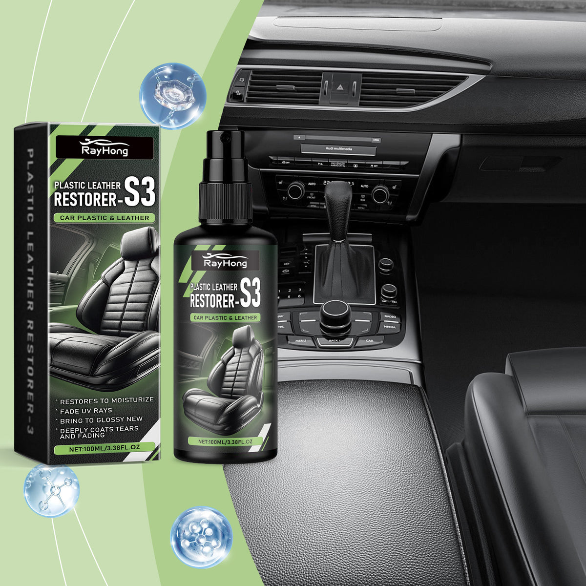 Car Leather Restorer Spray for Shine, Softness & Care