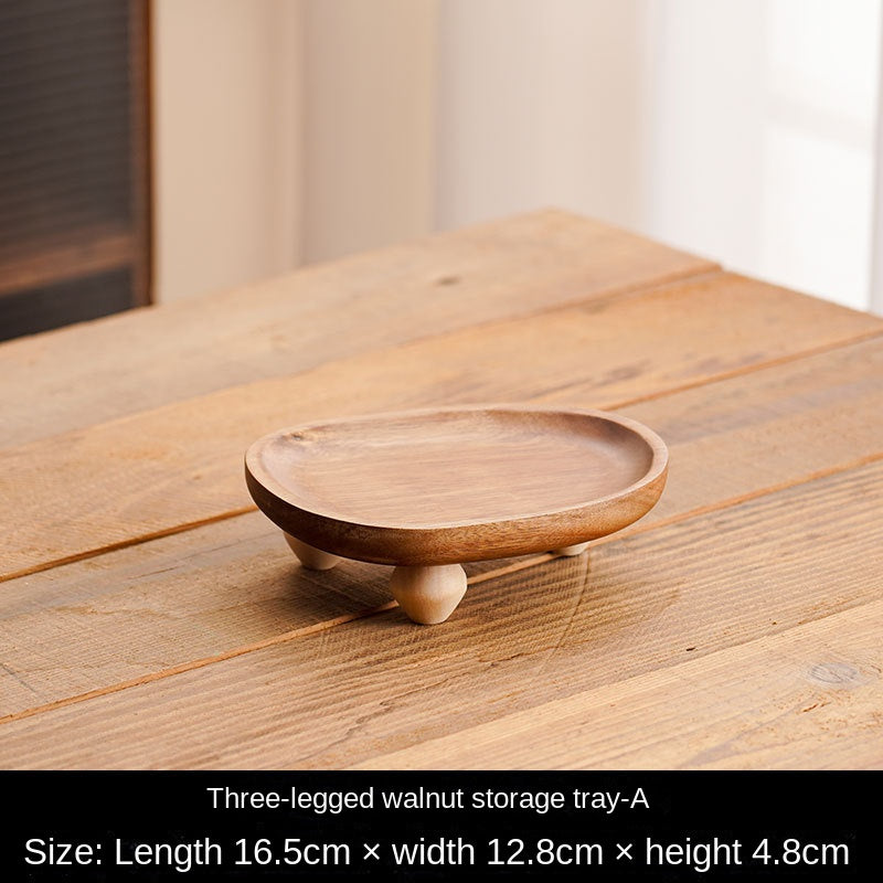 Walnut Wood Tray with Legs - Rustic Fruit & Snack Plate