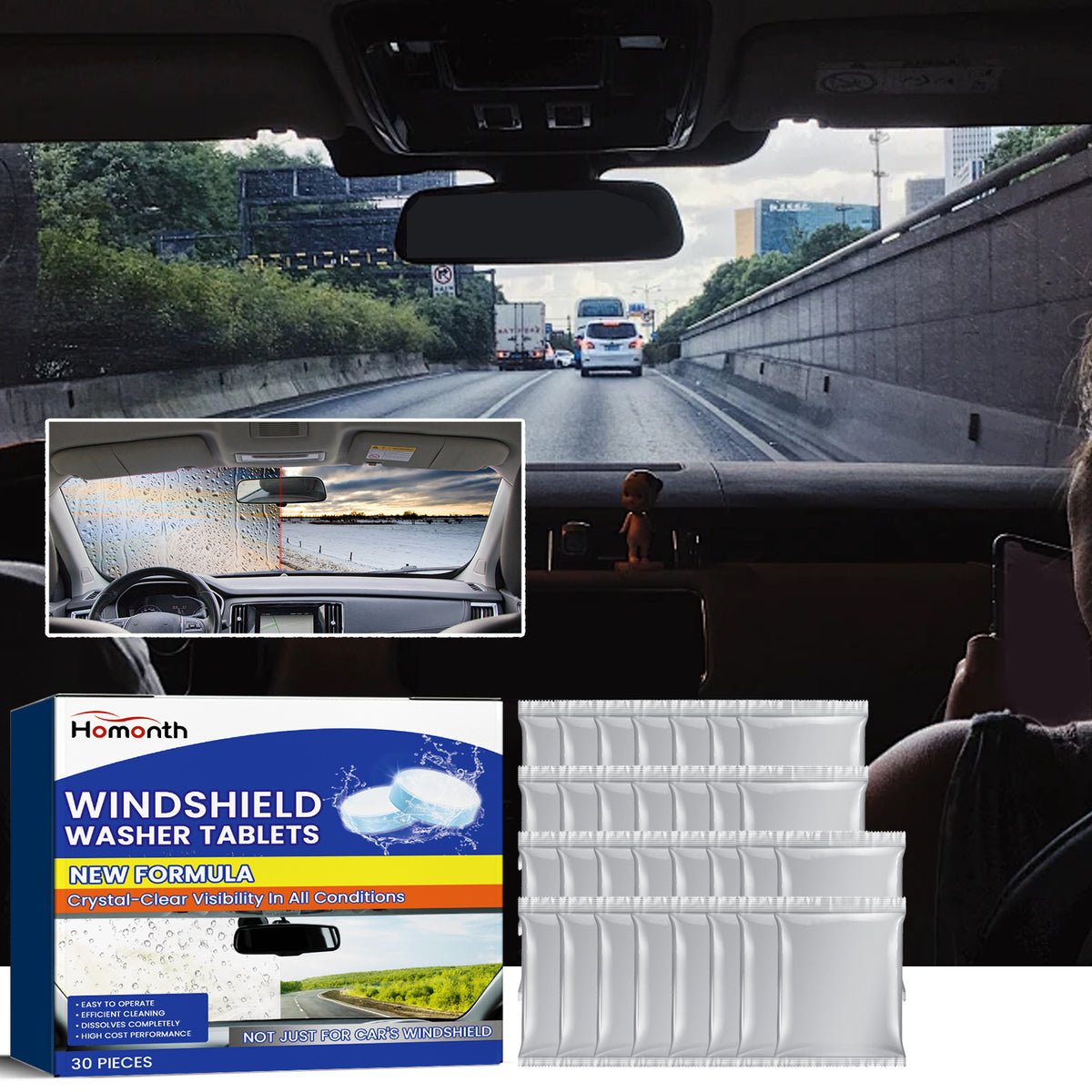 Windshield Washer Tablets for Crystal-Clear Visibility
