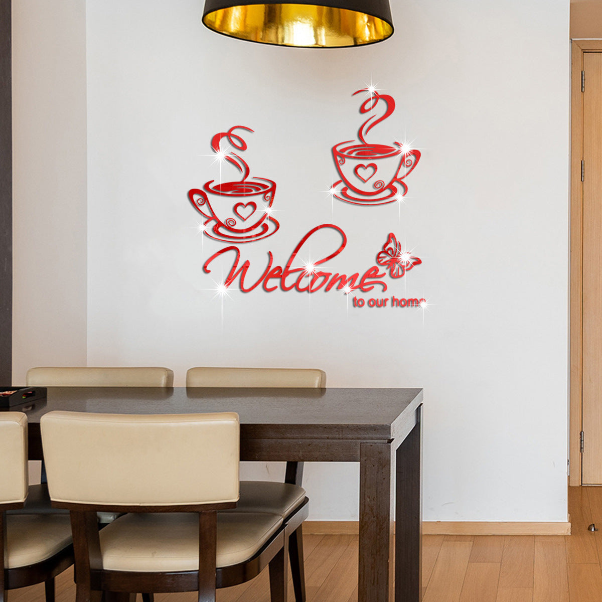 Coffee Mirror Wall Sticker for Elegant Kitchen Decor