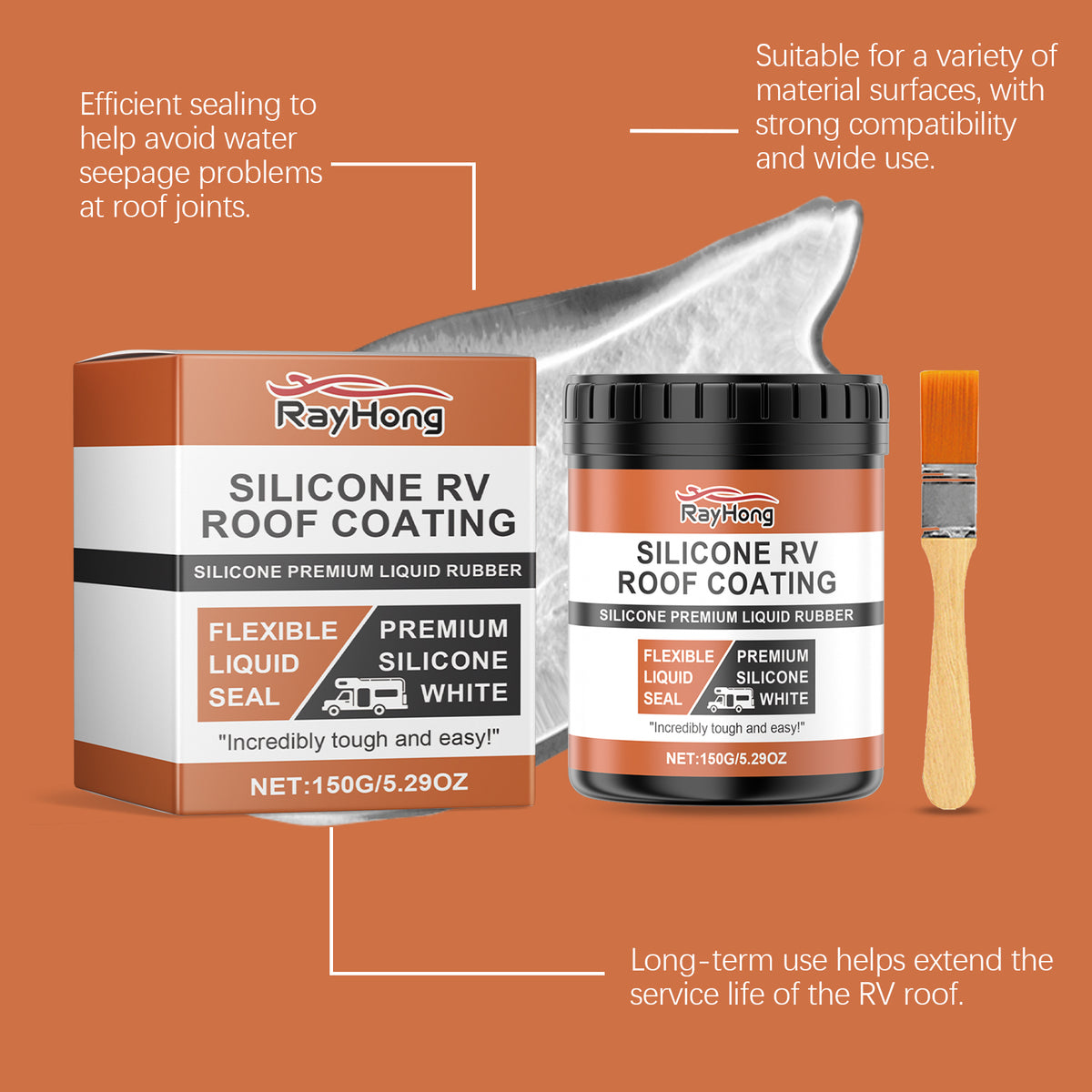 Silicone RV Roof Coating for Waterproof Leak Repair