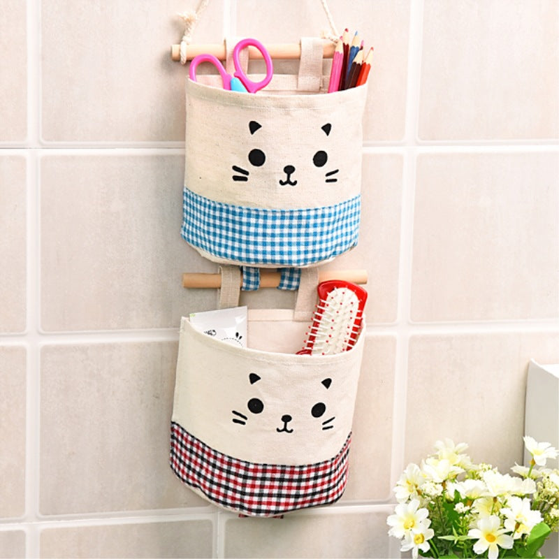 Hanging Storage Bag with Cat Print for Small Items