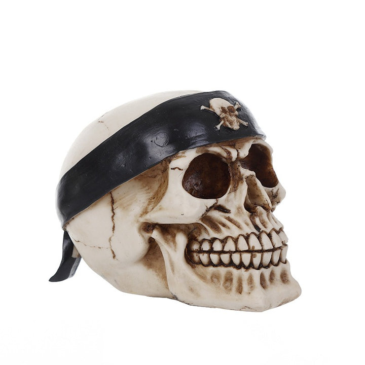 Black Skull Resin Ornament for Gothic Pirate Decor