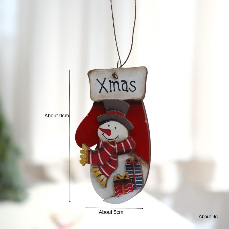 Retro Wooden Christmas Ornaments 4-Piece Holiday Set
