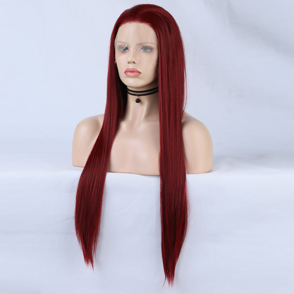 Long Straight Lace Front Wine Red Wig for Instant Glamour