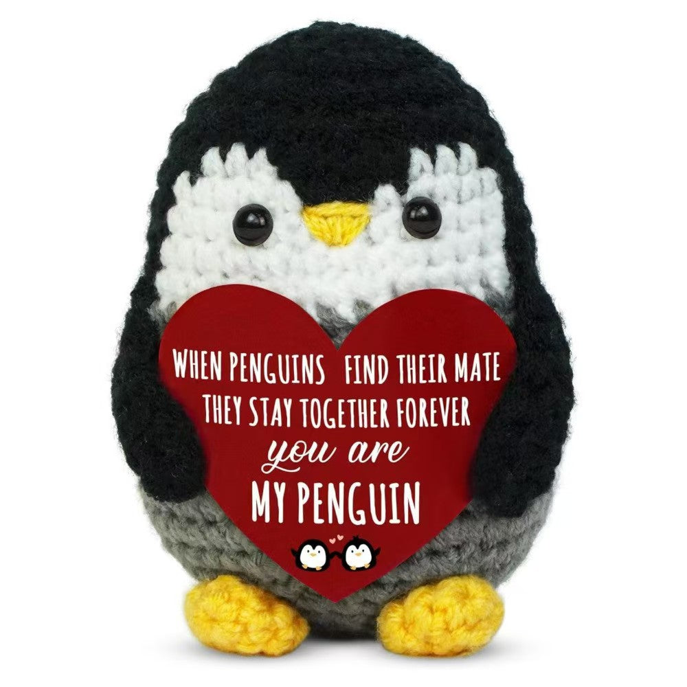 Positive Penguin Plush Toy for Cheerful Desk Decor