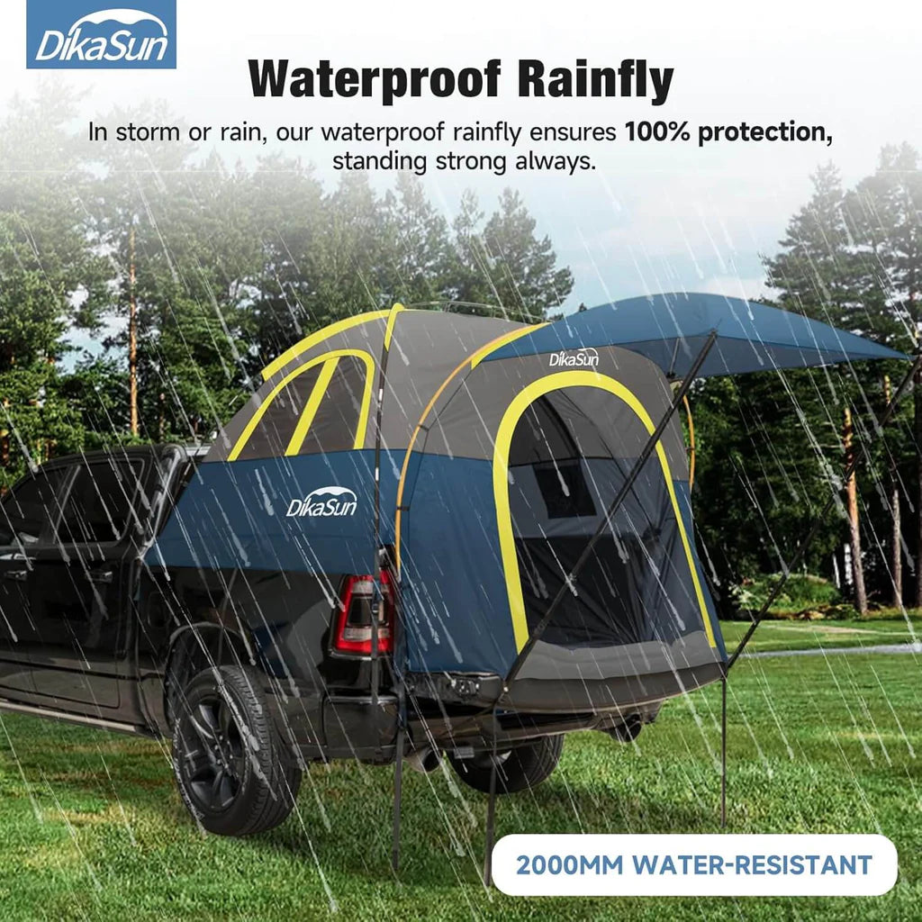 Pickup Truck Bed Tent with Awning & Waterproof Rainfly