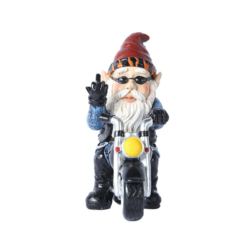 Biker Gnome Garden Figurine, Funny Outdoor Resin Decor