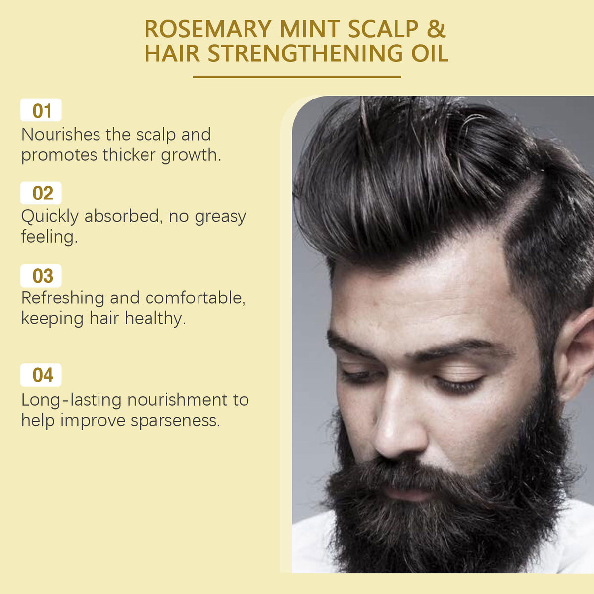 Men's Rosemary Hair Oil for Fuller-Looking, Smooth Hair