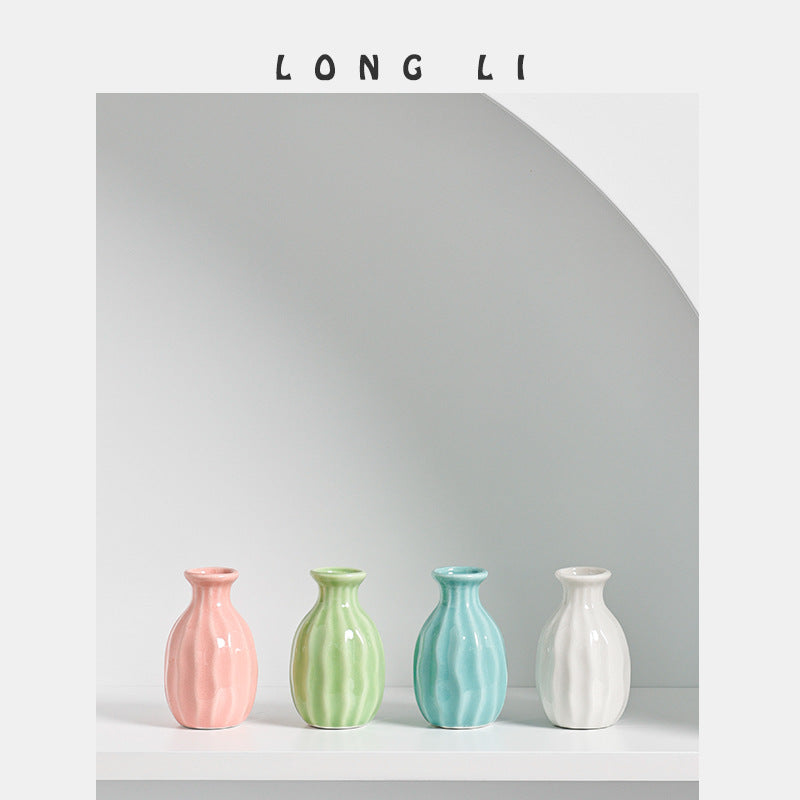 Pastel Glazed Ceramic Mini Vase for Small Spaces Decor