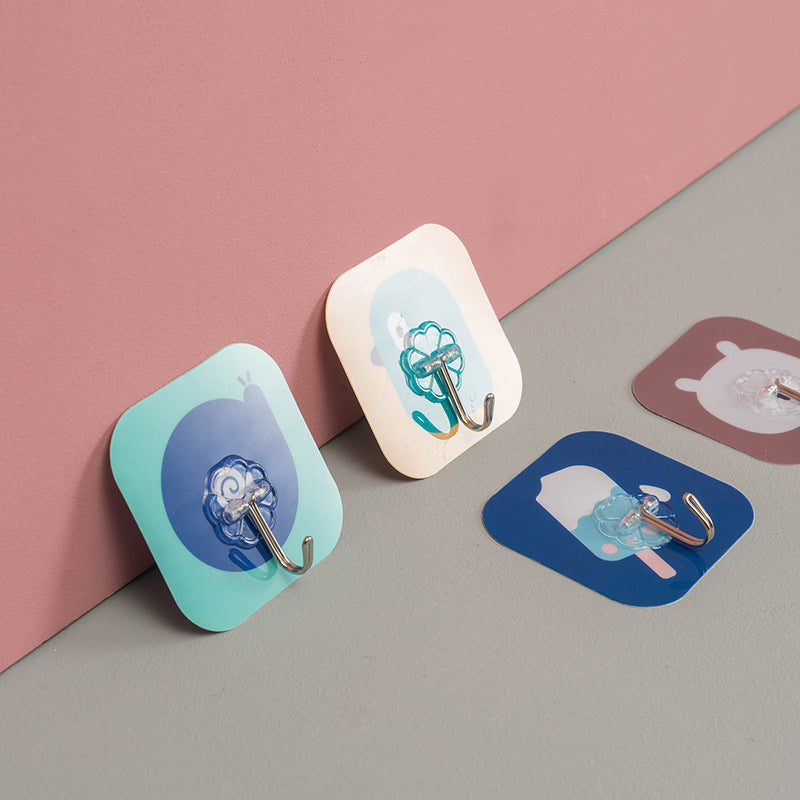 Hole-Free Sticky Wall Hooks with Cute Cartoon Designs