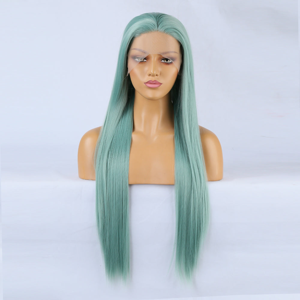 Lace Front Wig – Long Pastel Mint Synthetic Hairpiece