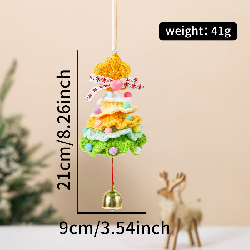 Knitted Christmas Tree Hanging Ornament With Festive Bell