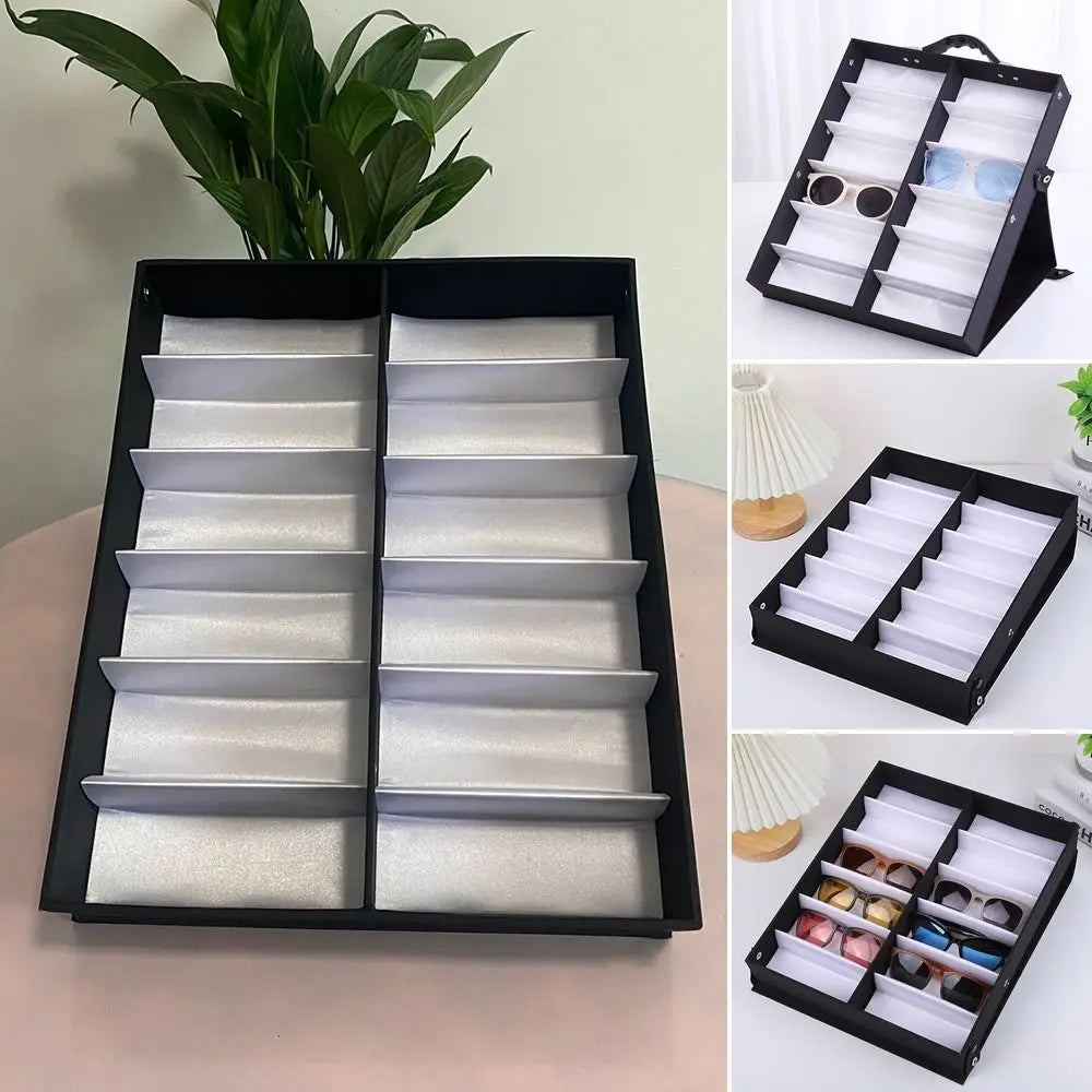 Handheld Sunglasses Case for 12 Pairs with Display Tray
