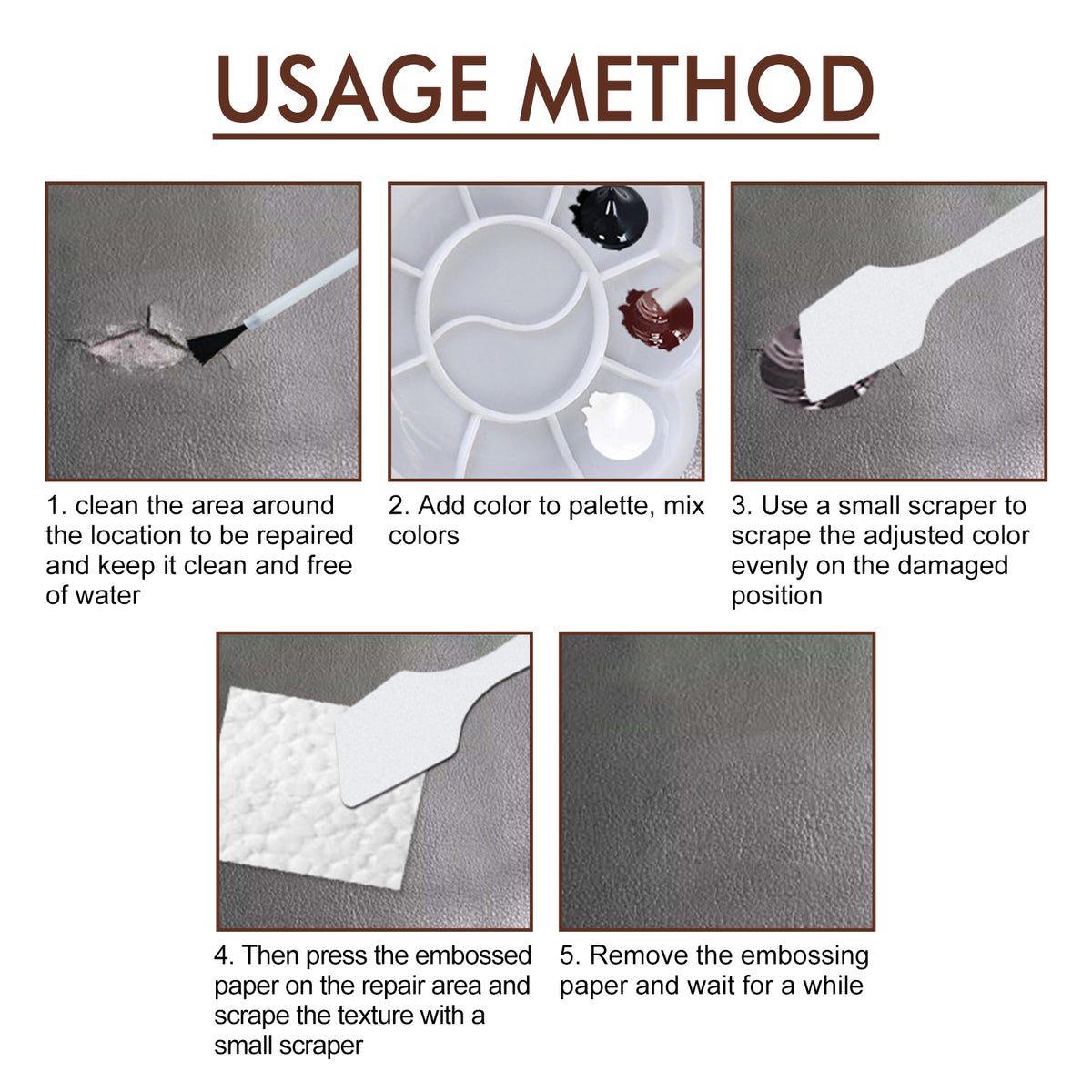 Grey Leather Touch-Up Cream for Worn Furniture & Cars