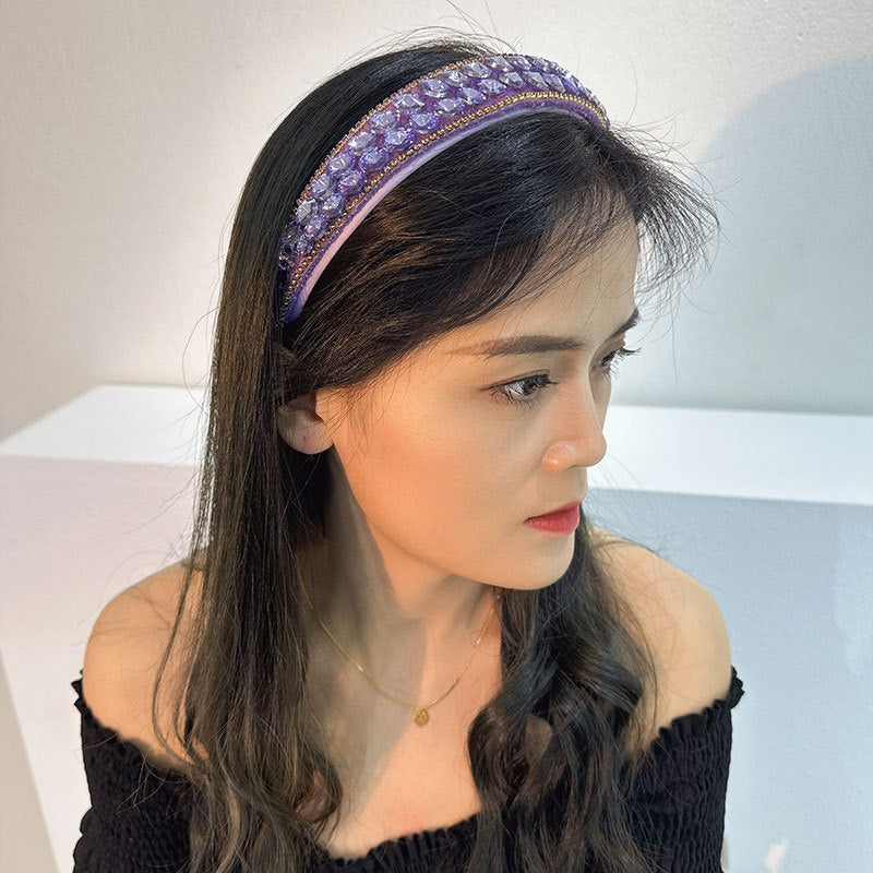 Purple Rhinestone Headband for Glamorous, Polished Style