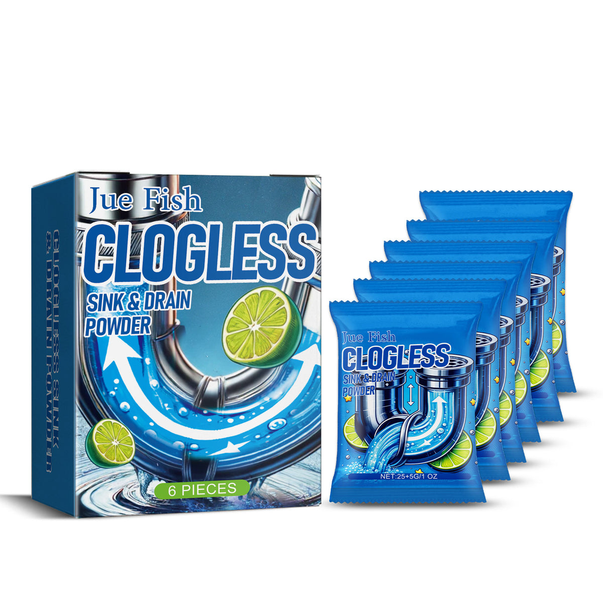 Drain Cleaning Powder Sachets for Clogged Sinks & Pipes