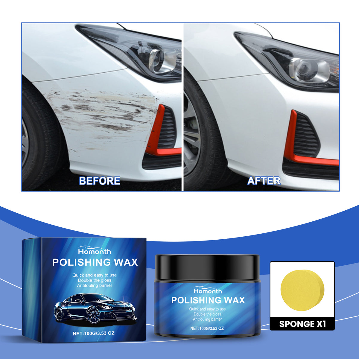 Car Polishing Wax Kit for Scuffs and Dull Paint
